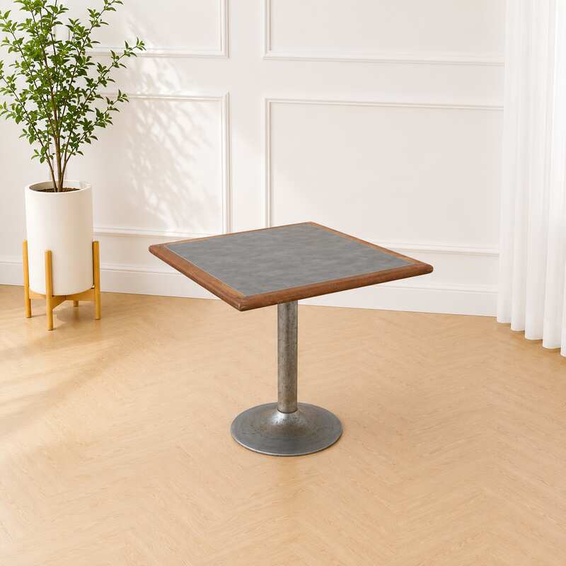 Wooden frame table, champagne-shaped steel legs Wooden frame dining table, steel legs_JK9P0V50BR