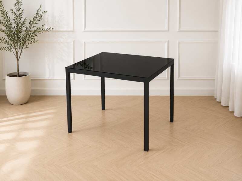 Black metal table with glass top_JORQH11LVP