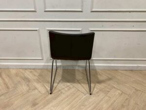IKEA chair with metal legs and dark brown leather upholstery