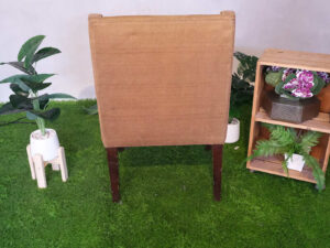 Wooden chair, brown fabric cushion, beautiful frame._JZHVPSY94E