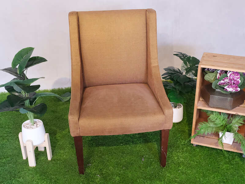 Wooden chair, brown fabric cushion, beautiful frame._JZHVPSY94E