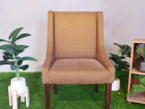 Wooden chair, brown fabric cushion, beautiful frame._JZHVPSY94E