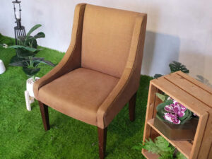 Wooden chair, brown fabric cushion, beautiful frame._JZHVPSY94E