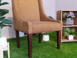 Wooden chair, brown fabric cushion, beautiful frame._JZHVPSY94E