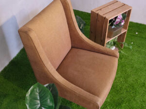 Wooden chair, brown fabric cushion, beautiful frame._JZHVPSY94E