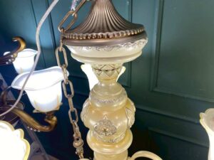 Chandelier, glass pendant lamp, pearl white color