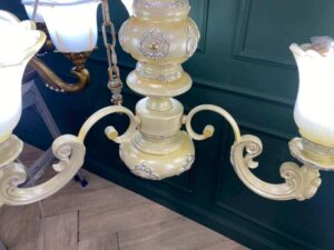 Chandelier, glass pendant lamp, pearl white color
