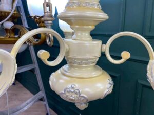Chandelier, glass pendant lamp, pearl white color
