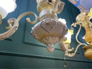 Chandelier, glass pendant lamp, pearl white color
