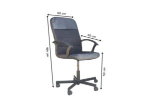 Office chair, steel legs, leather and fabric seat, black._K9D86NUETY