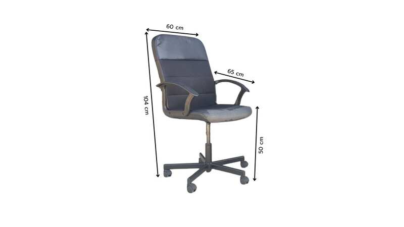 Office chair, steel legs, leather and fabric seat, black._K9D86NUETY