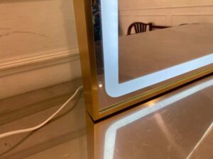 12-Watt LED illuminated wall mirror, gold trim, model HT-PT0 5F