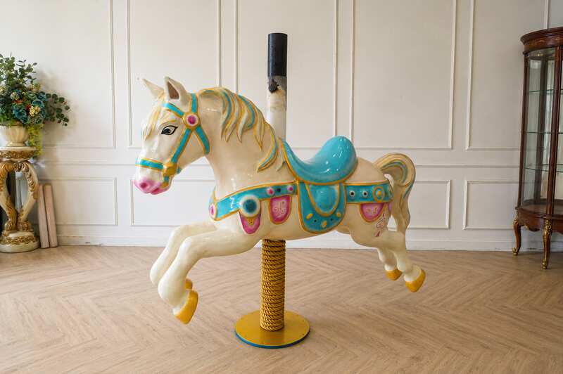 Large Vintage-Style Fiberglass Decorative Carousel Horse