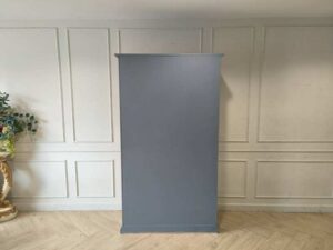 Vintage-Style Blue-Gray Wooden Display Cabinet with 2 Glass Doors