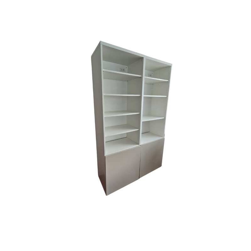White wooden shelving unit with 2-door storage (1)