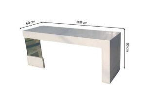 Multipurpose wooden table, white with clear glass top legs.