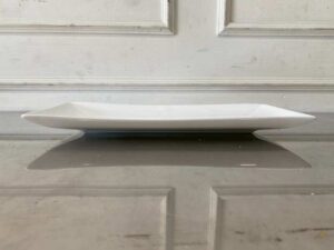 White ceramic rectangular serving platter.