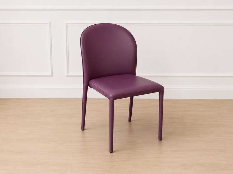 Leather covered chair, red-purple color_KPYMWYU4LZ