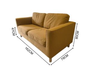 2-Seater Fabric Sofa, Mustard Yellow