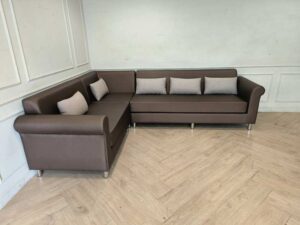 Modern Lounge L-Shaped Corner Sofa – Brown (Brand New)