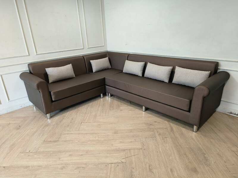 Modern Lounge L-Shaped Corner Sofa – Brown (Brand New)