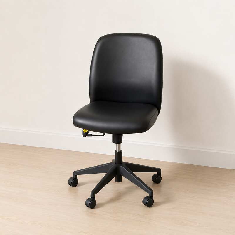 office chair Chair with thick leather cushion all over, no arms._L2KMJQ763I