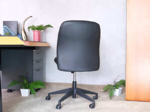 office chair Chair with thick leather cushion all over, no arms._L2KMJQ763I