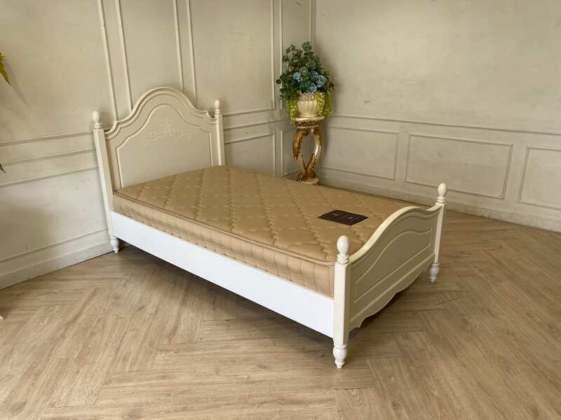 Wooden bed with Dunlopillo mattress, Durham model, 3.5 feet, white_L5WZR9KGF4