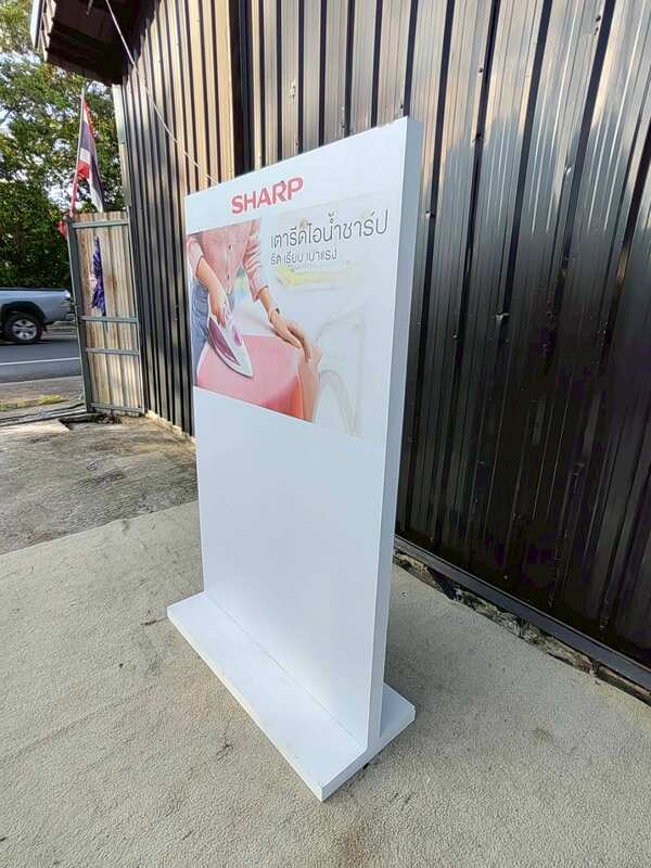 White wooden standee holder