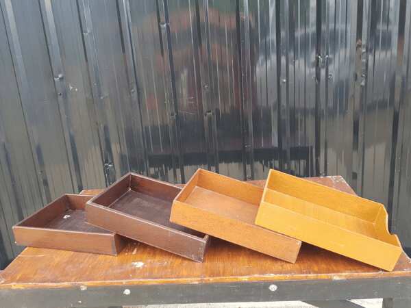 Wooden tray, storage box, vintage