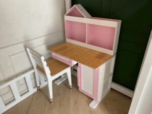 4-foot bunk bed for children with wardrobe, white, pink_LCUO17TBLO