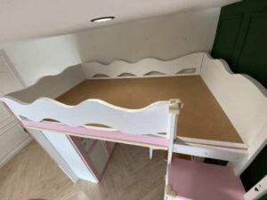 4-foot bunk bed for children with wardrobe, white, pink_LCUO17TBLO