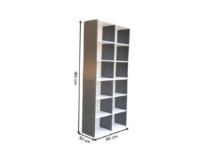 6-Shelf Wooden Shelving Unit, Black and White_LICZWU35L7