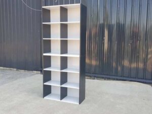 6-Shelf Wooden Shelving Unit, Black and White_LICZWU35L7
