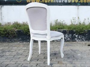 Louis style chair White teak frame, gray fabric upholstery._LJ6DFEAUL2