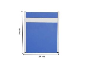 Solid blue partition with white stripes