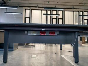PROFLEX brand dark brown steel leg office desk.