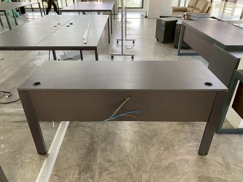 PROFLEX brand dark brown steel leg office desk.