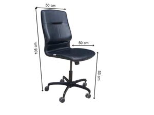 Modernform brand office chair with leather seat, backrest, and steel legs.