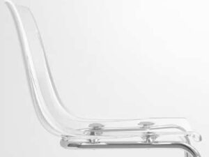 Plastic chair with steel legs, clear color, IKEA brand, TOBIAS model (1)