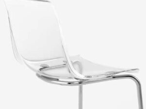 Plastic chair with steel legs, clear color, IKEA brand, TOBIAS model (1)