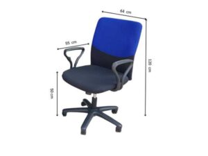 Office chair, steel legs, fabric seat, MONO brand, black and blue colors._LS0VVJSQFU