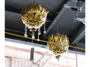 Ceiling lamp, steel frame, gold leaf_LY9LJBZNS9