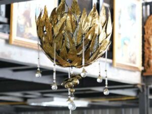 Ceiling lamp, steel frame, gold leaf_LY9LJBZNS9