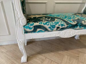 Louis Wood Armchair with Blue Fabric Cushion_M1FF0EVBAQ