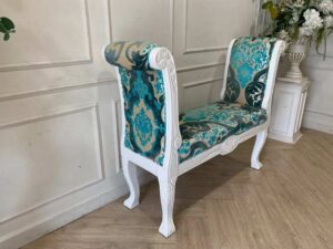 Louis Wood Armchair with Blue Fabric Cushion_M1FF0EVBAQ