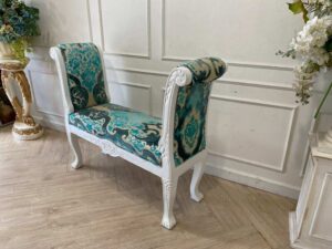 Louis Wood Armchair with Blue Fabric Cushion_M1FF0EVBAQ