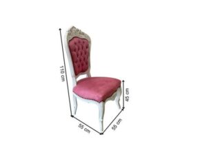Louis-style wooden chair, 1 seat, button-tufted fabric upholstery, pink.