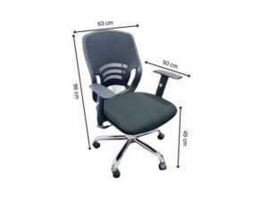Office chair, steel legs, fabric seat, mesh backrest, Perfect brand.