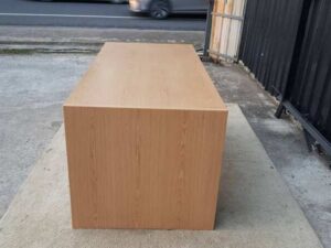 Two-drawer desk, brown wooden frame, 165 cm wide